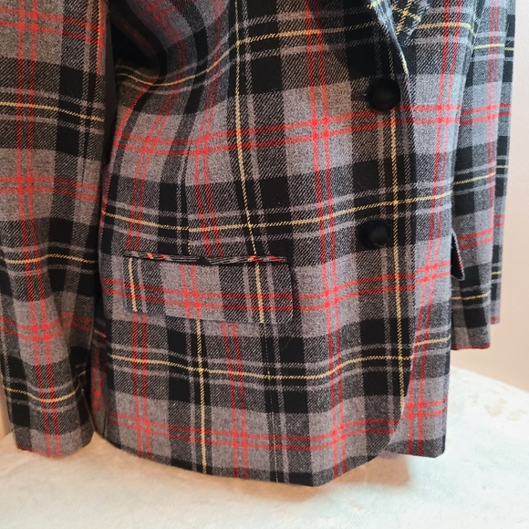 VTG Pendleton Plaid Wool & Velvet Blazer Jacket Women's Size 14 - Picture 3 of 7